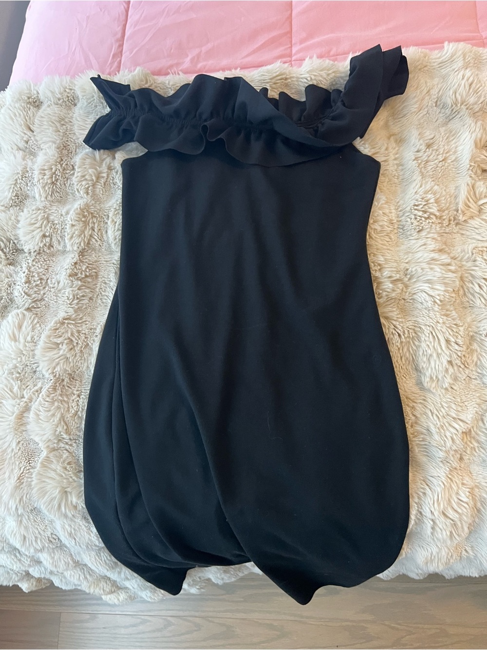 Off the -Shoulder Black Ruffle Dress